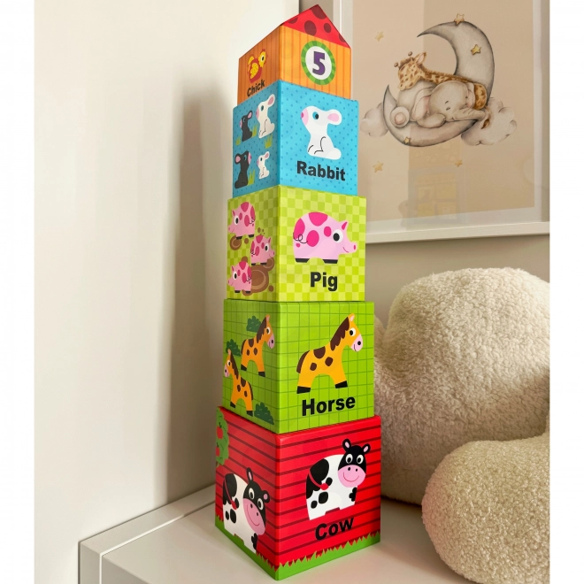 Puzzle cuburi fermă Woopie Green