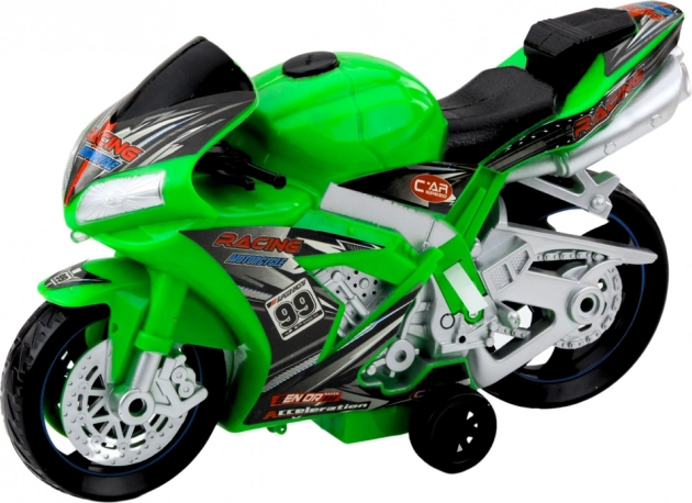 Motocicletă de curse cu efecte de lumină și sunet jucărie verde