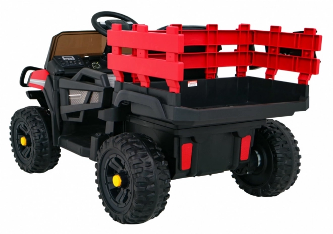 Pick-up agricol pentru copii roșu + telecomandă + remorcă bagaje + lopată + EVA + MP3 LED