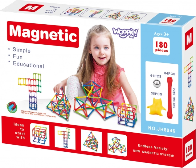 Blocuri magnetice de construcție Woopie Puzzle Creativ 180 buc