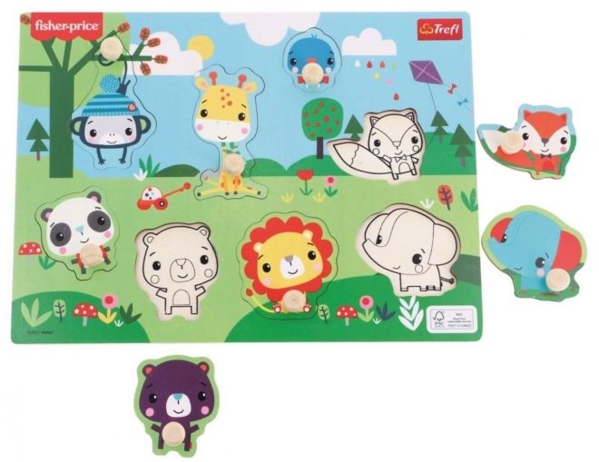 Puzzle din lemn Fisher-Price Animale sălbatice