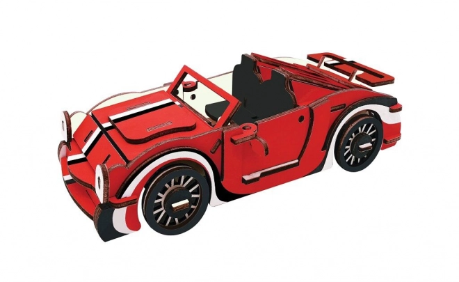 Puzzle 3D Cabriolet Roșu Din Lemn