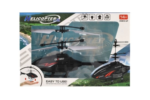 Elicopter Plastic 16cm Reacționând la Mișcarea Mâinii cu Cablu de Încărcare USB