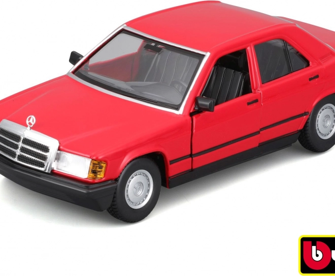 Model metalic de mașină Bburago 1:24 Plus 1987 Mercedes-Benz 190E roșu