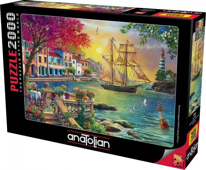 Puzzle Anatolian frumos apus de soare deasupra portului 2000 piese