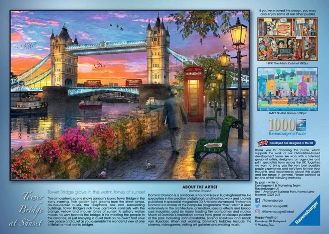 Puzzle 1000 piese apus de soare peste Tower Bridge