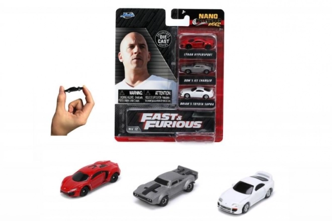 set 3 mașini nano din filmul Fast & Furious