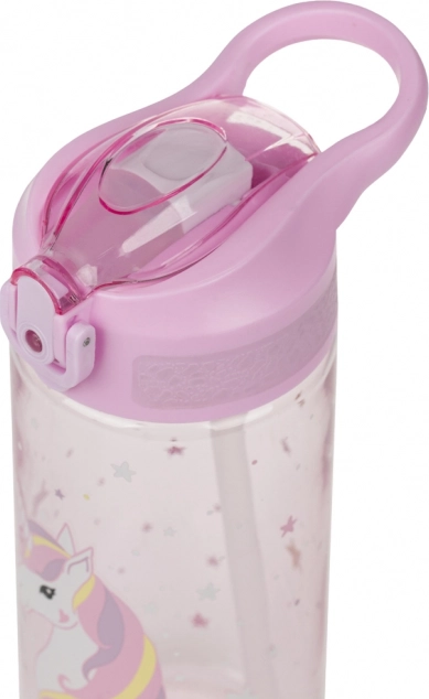 Sticlă de băut Tritan cu pai Unicornul Curcubeu 500 ml