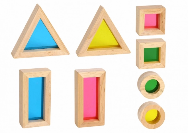 Blocuri din lemn colorate cu oglinzi TOOKY TOY
