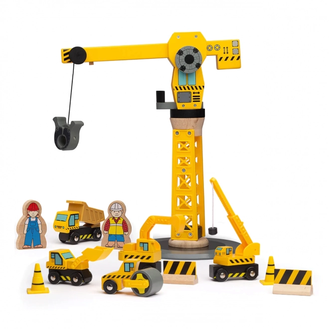 Jeřáb și mașini de construcții Bigjigs Rail