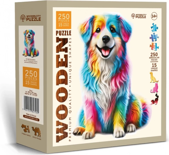 Puzzle din lemn Câine Curcubeu 250 de piese