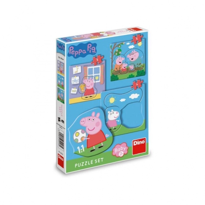 Puzzle DINO Baby Peppa Pig și Familia 3 în 1