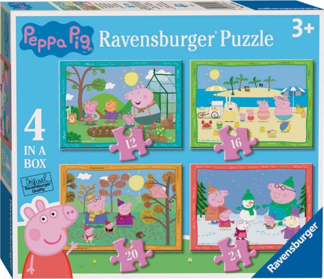 Puzzle progresiv prietenii Pepa Pig anotimpurile