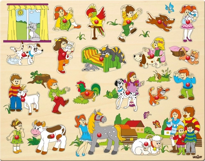 puzzle mari copii și animalele lor