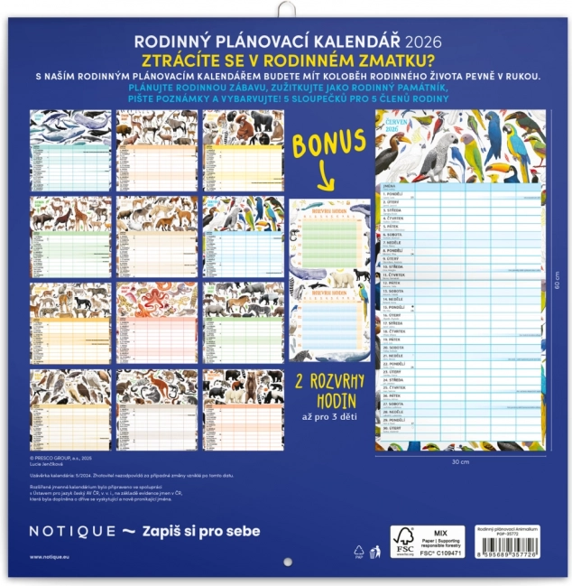 Calendar de planificare familială Animalium 2026