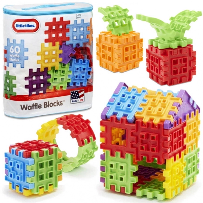 Little Tikes set creativ cuburi waffle 60 de elemente cu geantă