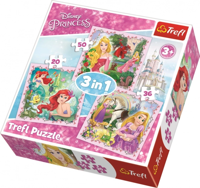 Puzzle Disney Prințese cu Prieteni 3 în 1