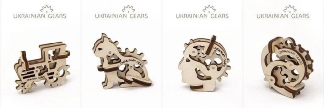 Puzzle mecanic 3D din lemn cu brelocuri Ugears