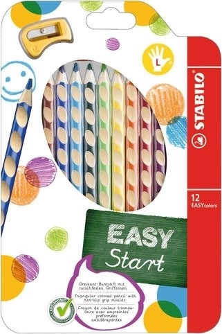 Stabilo Easy Start set 12 creioane colorate pentru stângaci cu ascuțitoare