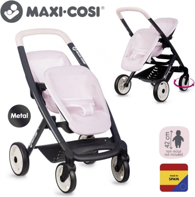 Cărucior sport pentru păpuși gemene Maxi Cosi roz pal