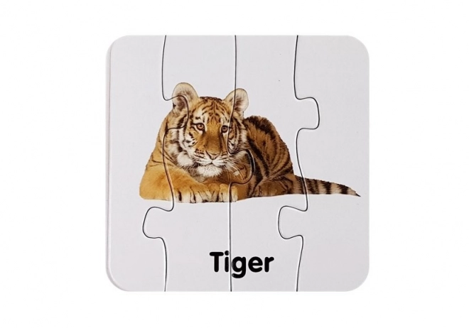 Puzzle educative cu animale sălbatice în limba engleză