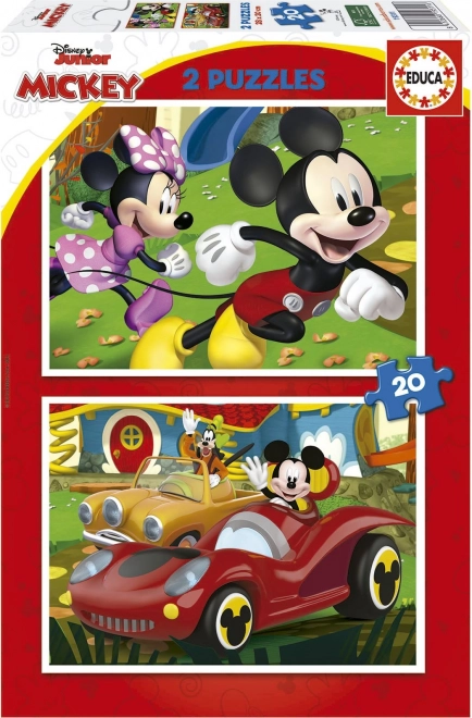 puzzle educa mickey mouse: parc de distracții 2x20 piese