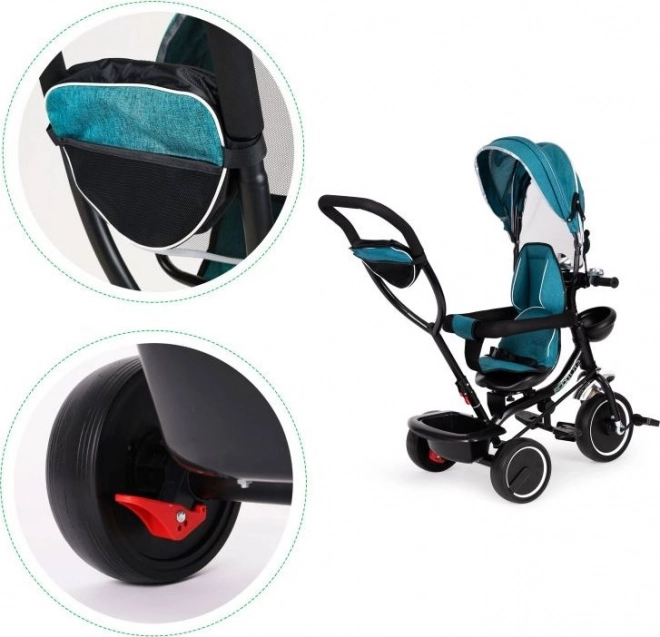 Tricicletă cu scaun rotativ și copertină pentru copii Ecotoys