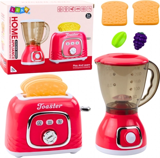 Set de joc de bucătărie: Tostieră și mixer cu efecte, roz