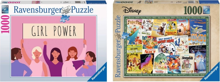 Ravensburger set 2× puzzle 1000 piese – Disney Vintage Movie Posters și Girl Power