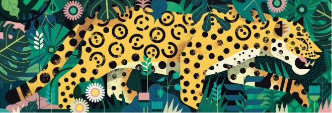 Puzzle panoramic cu leopard - 1000 piese