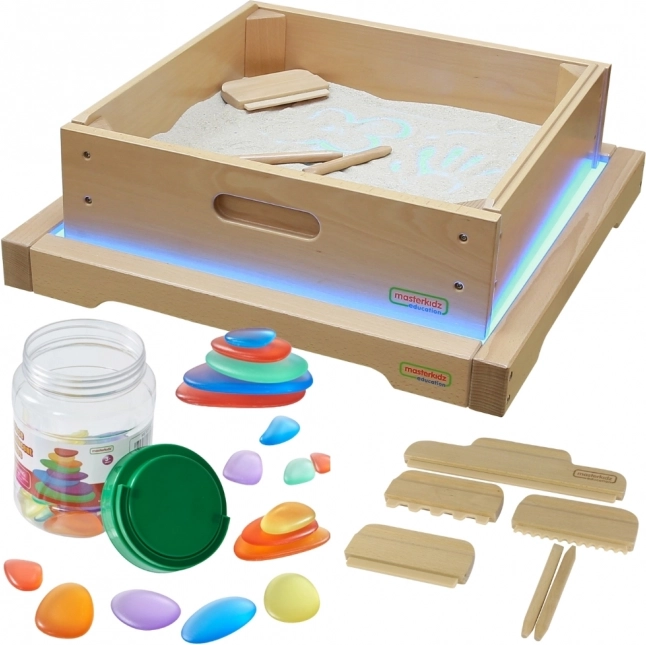 Panou senzorial LED cu accesorii pentru joaca în nisip de la Masterkidz