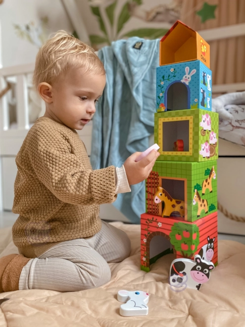 Puzzle cuburi fermă Woopie Green