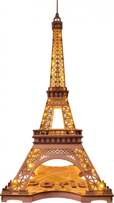 Puzzle 3D din lemn Noaptea Turnului Eiffel, luminoase