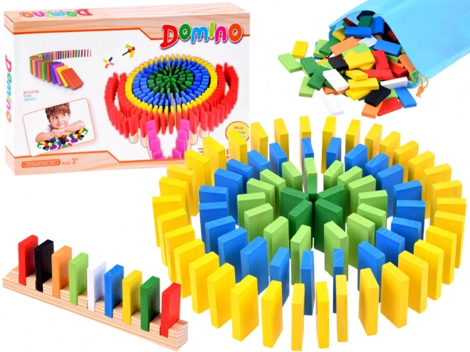 Domino din lemn colorat, 300 piese