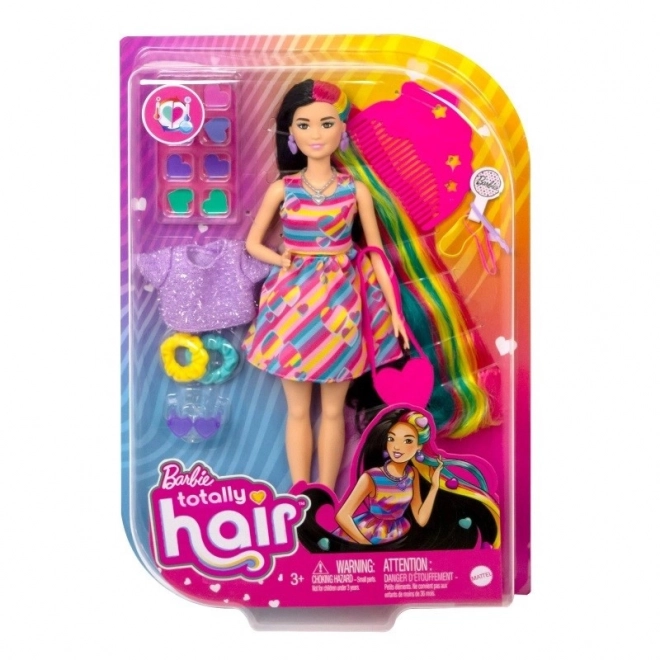 Lală Barbie Totally Hair păr colorat și accesorii în formă de inimă