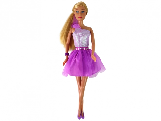 Rochie pentru păpușa Lucy Set pantofi mov strălucitori