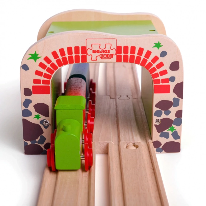 Tunel feroviar dublu din lemn Bigjigs Rail