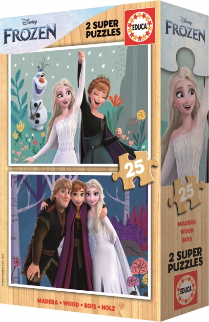 Puzzle din lemn Educa Regatul de Gheață 2x25 piese