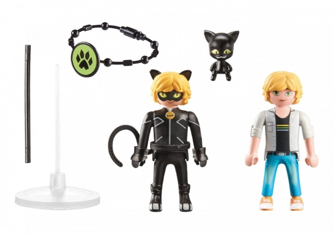 Set figurine Miraculous Adrien și Pisica Neagră