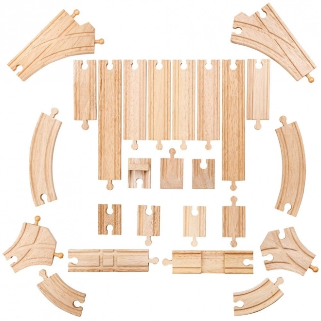 Set Bigjigs Rail Piese De Șine Din Lemn 25 De Piese