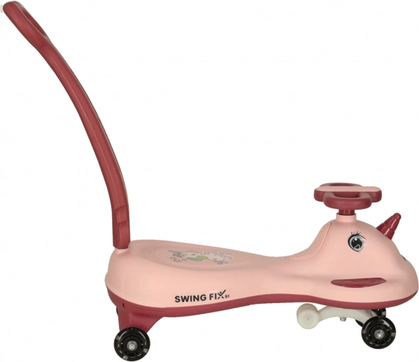 Vehicul roz LED Unicorn cu mânere