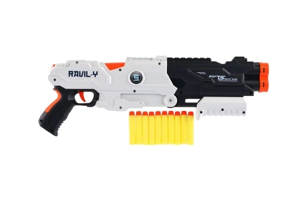 Pistolă/Broască de joc cu gloanțe din spumă 45cm + 10 gloanțe din spumă