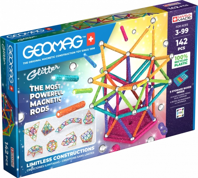 Construcție Magnetică Geomag Glitter 142 Piese