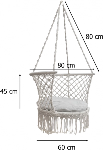 Leagăn de grădină cuib cu spătar gri 80 cm 150 kg