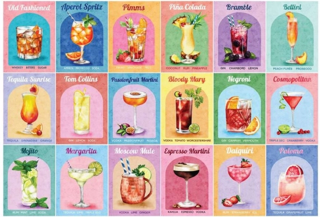 Puzzle cu cocktailuri colorate 1000 de piese
