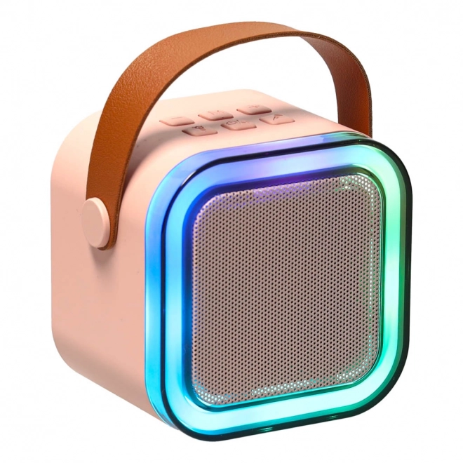 Set karaoke cu microfoane și boxă Bluetooth USB LED roz