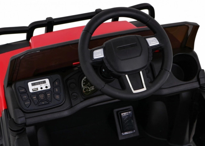 Pick-up agricol pentru copii roșu + telecomandă + remorcă bagaje + lopată + EVA + MP3 LED
