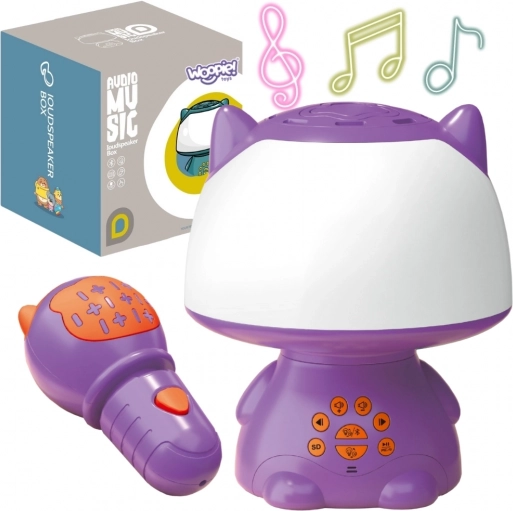 Lămpuță RGB multifuncțională Woopie cu difuzor Bluetooth și karaoke, mov
