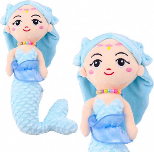 Sirena de mare de pluș cu mărgele albastră de 32 cm
