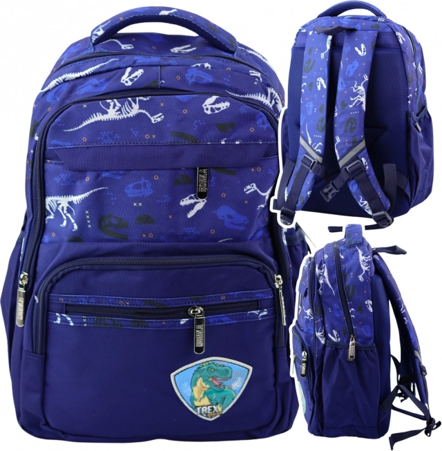 Rucsac școlar Dino T-Rex albastru 20L